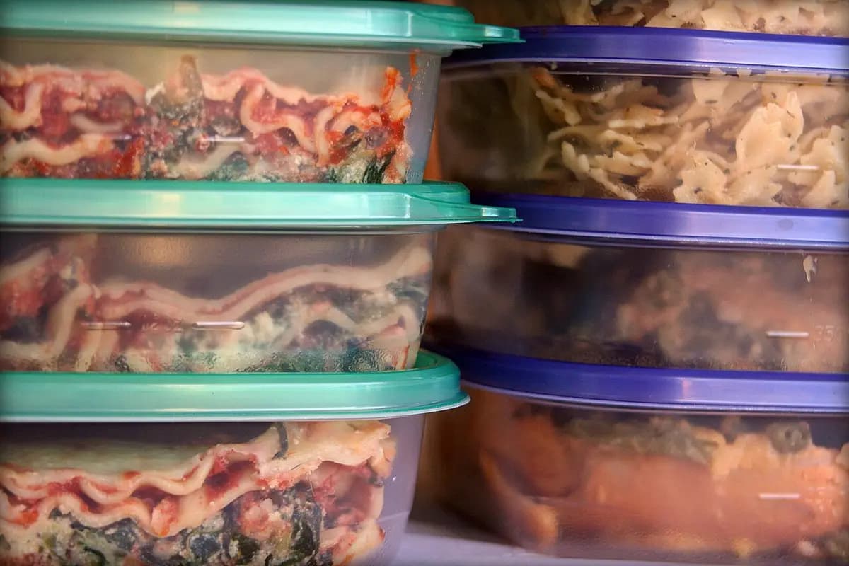 Leftovers in stacked plastic containers. Photo: Kathleen Franklin / Wikimedia Commons, CC BY 2.0