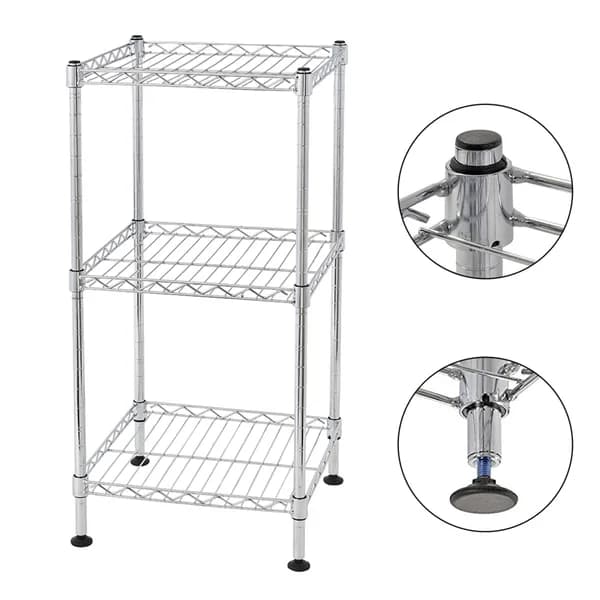 In-use view: 3-Tier Wire Shelving Rack, 11.8 x 11.8 x 23.6 in., Chrome for home organizers and home decor from Sesoris