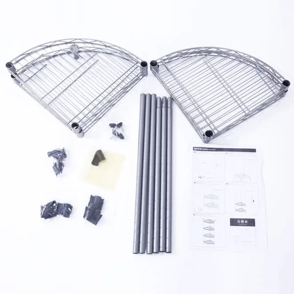 Front view: 4-Tier Corner Wire Shelf, Silver for home organizers and home decor from Sesoris