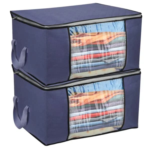 Main product photo: 90L Clothes Storage Bags with Window, Navy, Set of 2 for home organizers and home decor from Sesoris