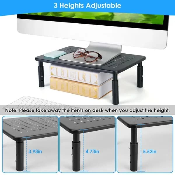Product detail: Monitor Riser with 3 Height Settings, Black for home organizers and home decor from Sesoris