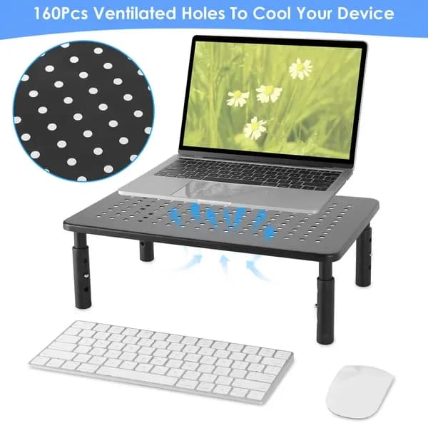 In-use view: Monitor Riser with 3 Height Settings, Black for home organizers and home decor from Sesoris