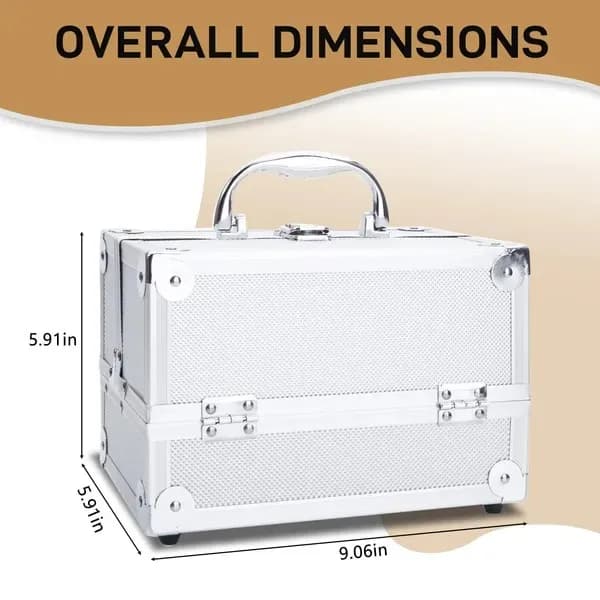 Front view: Aluminum Makeup Train Case with Mirror for organizer bags, storage pouches, and travel bags from Sesoris