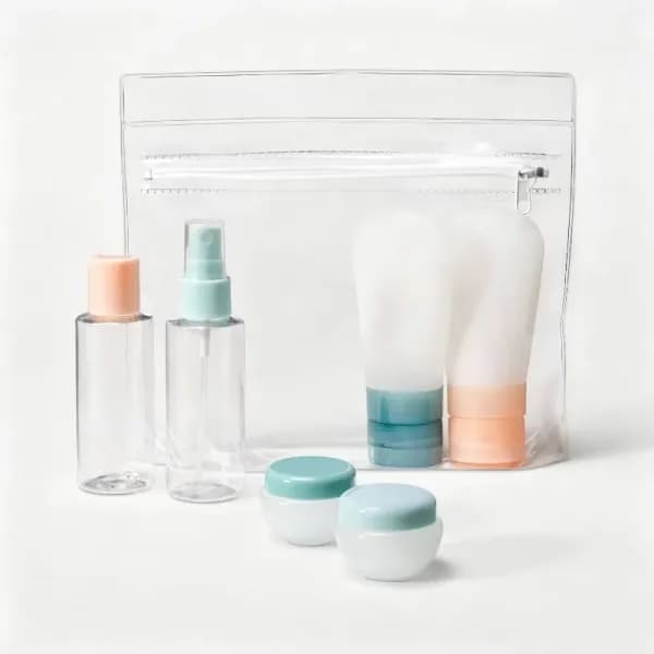Main product photo: Clear Travel Toiletry Bottle Set, 7 Pieces for curated organizer products from Sesoris