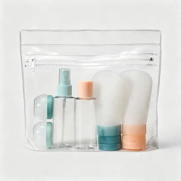 Product detail: Clear Travel Toiletry Bottle Set, 7 Pieces for curated organizer products from Sesoris