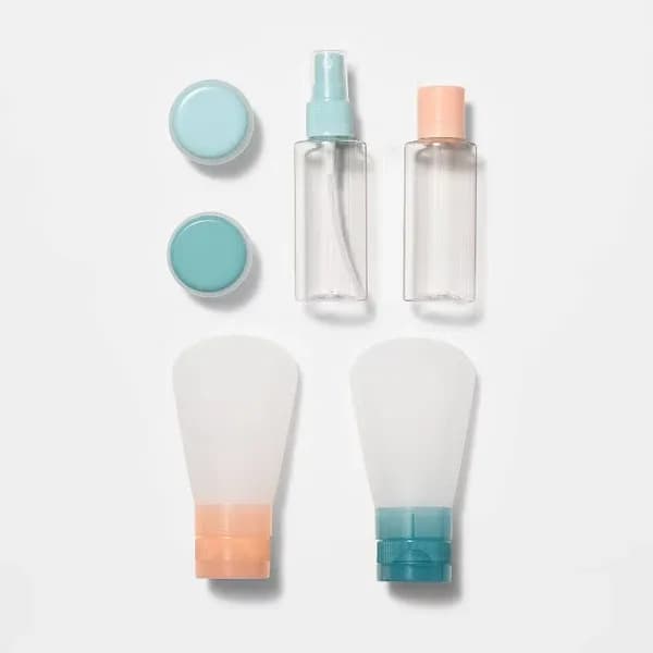 In-use view: Clear Travel Toiletry Bottle Set, 7 Pieces for curated organizer products from Sesoris