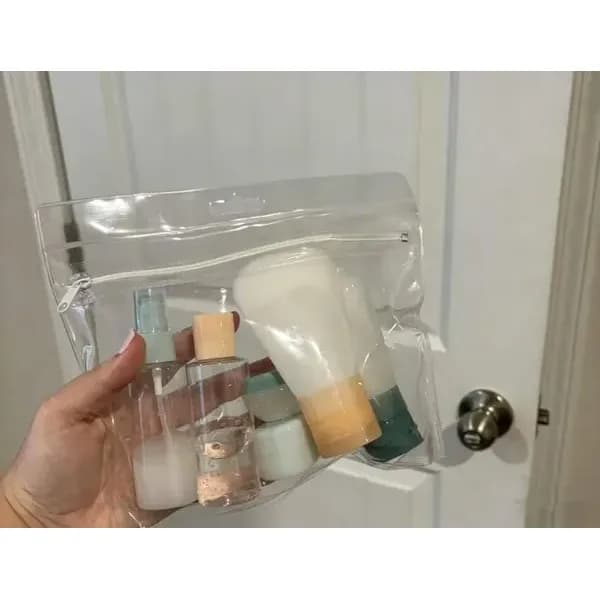 Front view: Clear Travel Toiletry Bottle Set, 7 Pieces for curated organizer products from Sesoris