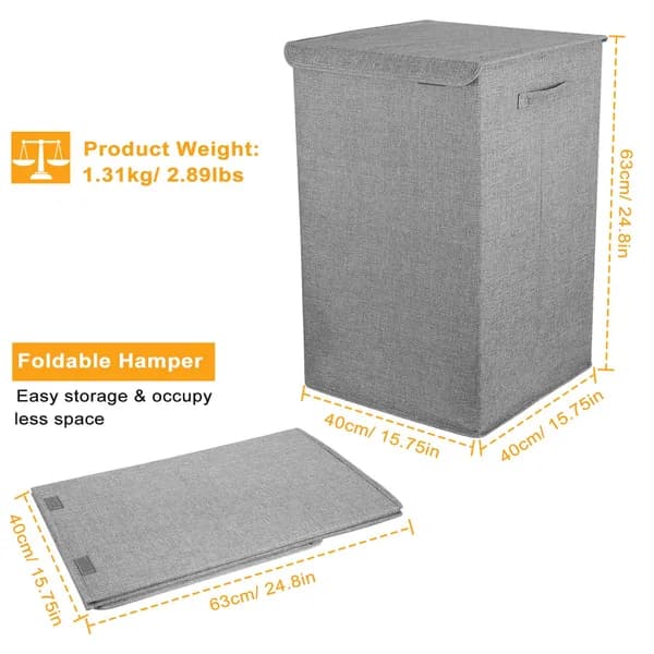 Front view: Foldable Laundry Hamper with Lid, Brown for home organizers and home decor from Sesoris