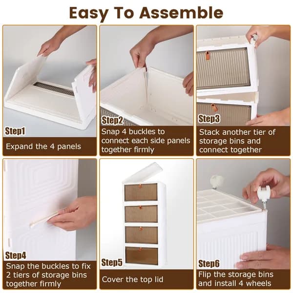 In-use view: Folding Storage Cabinet with Wheels, 4 Tiers, Small for home organizers and home decor from Sesoris