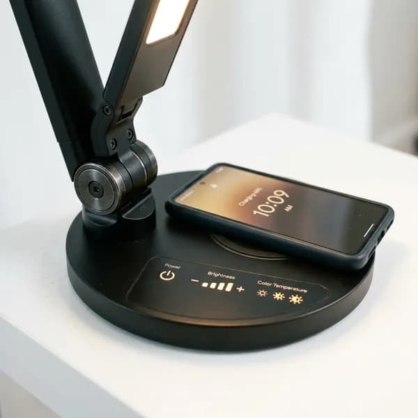 Product detail: LED Desk Lamp with Wireless Charger for tech accessories and cable organizers from Sesoris