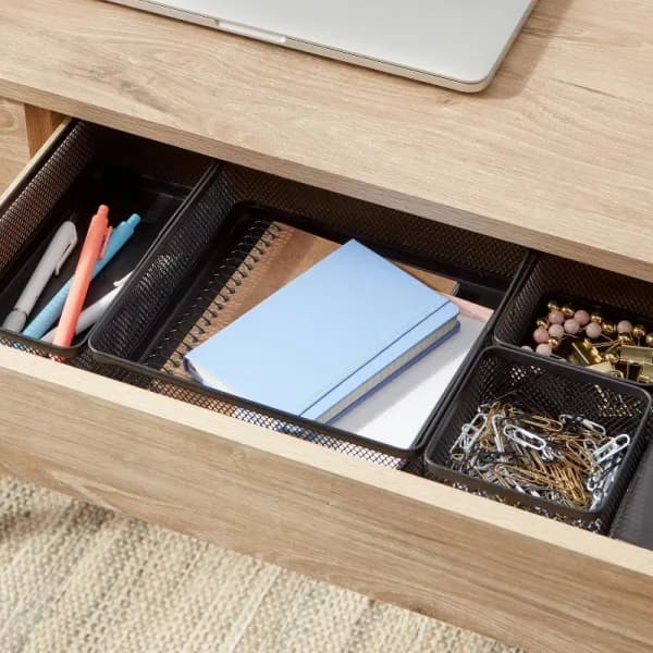 In-use view: Mesh Desk Drawer Organizer Set, 4 Pieces, Black for home organizers and home decor from Sesoris