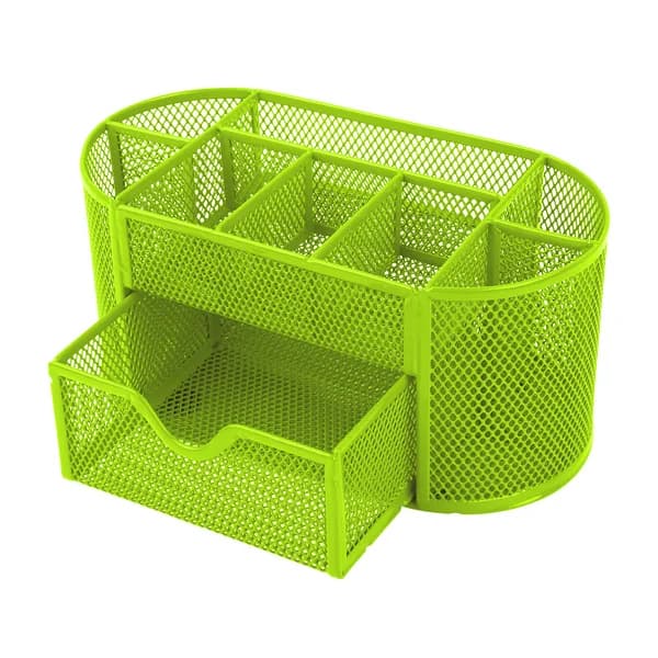 Main product photo: Mesh Desk Organizer with Drawer, 9 Compartments, Green for home organizers and home decor from Sesoris