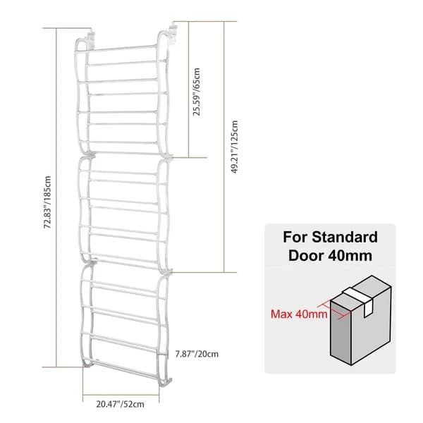 In-use view: Over-the-Door Shoe Rack, 12 Tiers, 36 Pairs, White for home organizers and home decor from Sesoris