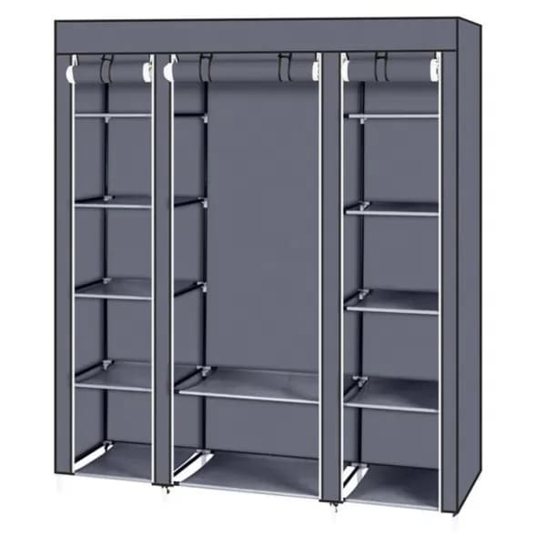 Main product photo: Portable Closet Wardrobe with Cover, 58 x 17 x 69 in., Gray for home organizers and home decor from Sesoris