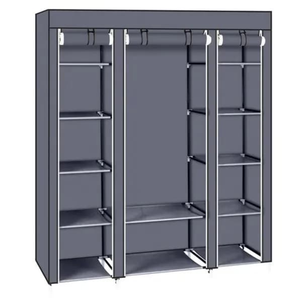 Product detail: Portable Closet Wardrobe with Cover, 58 x 17 x 69 in., Gray for home organizers and home decor from Sesoris