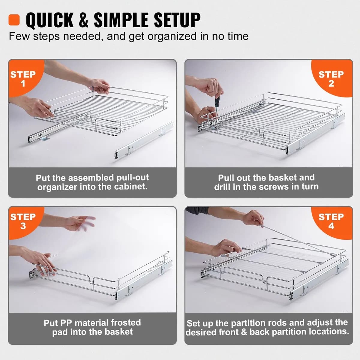 In-use view: Pull-Out Cabinet Organizer, 17 in. Wide for kitchen essentials and kitchen storage from Sesoris