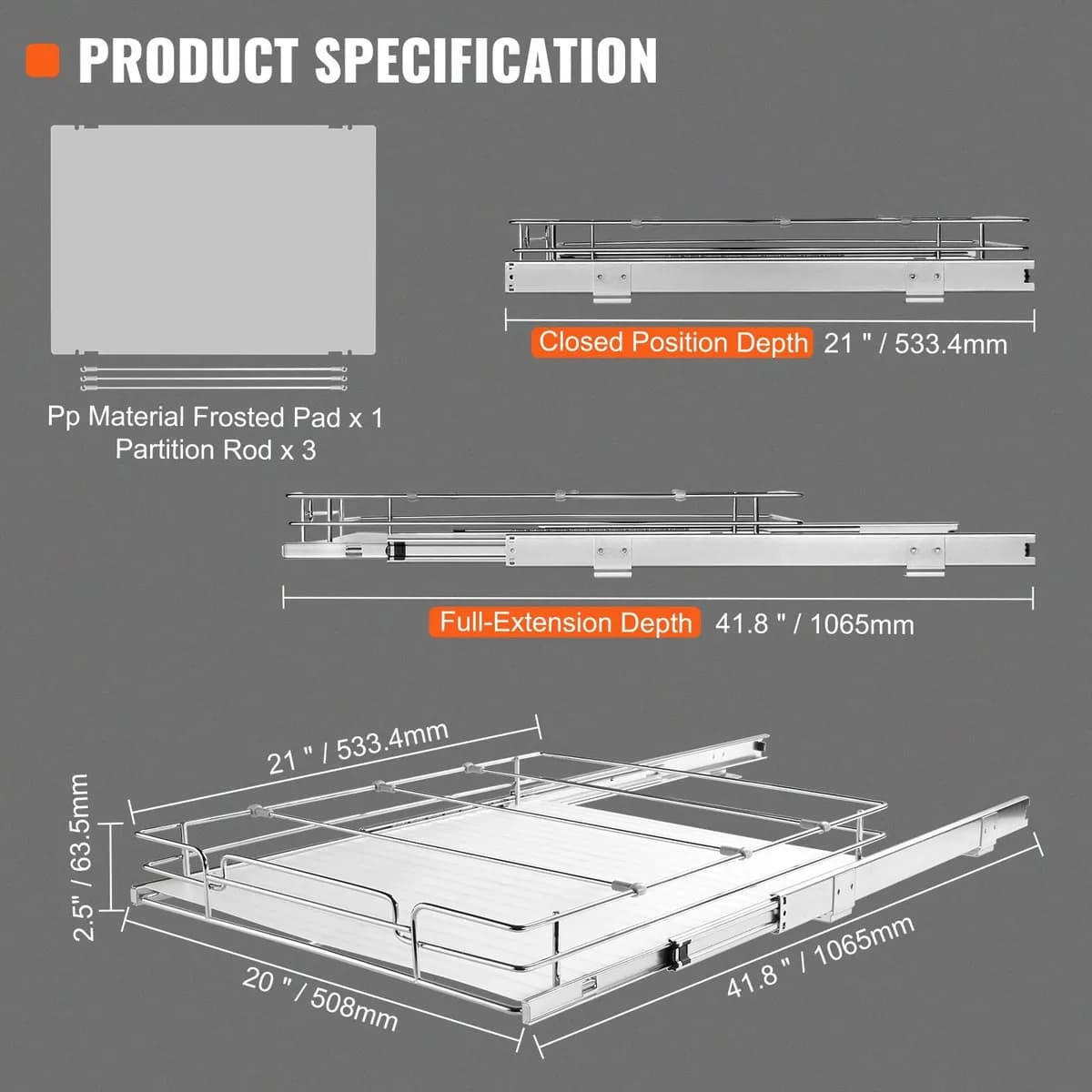 Product detail: Pull-Out Cabinet Organizer, 20 in. Wide for kitchen essentials and kitchen storage from Sesoris