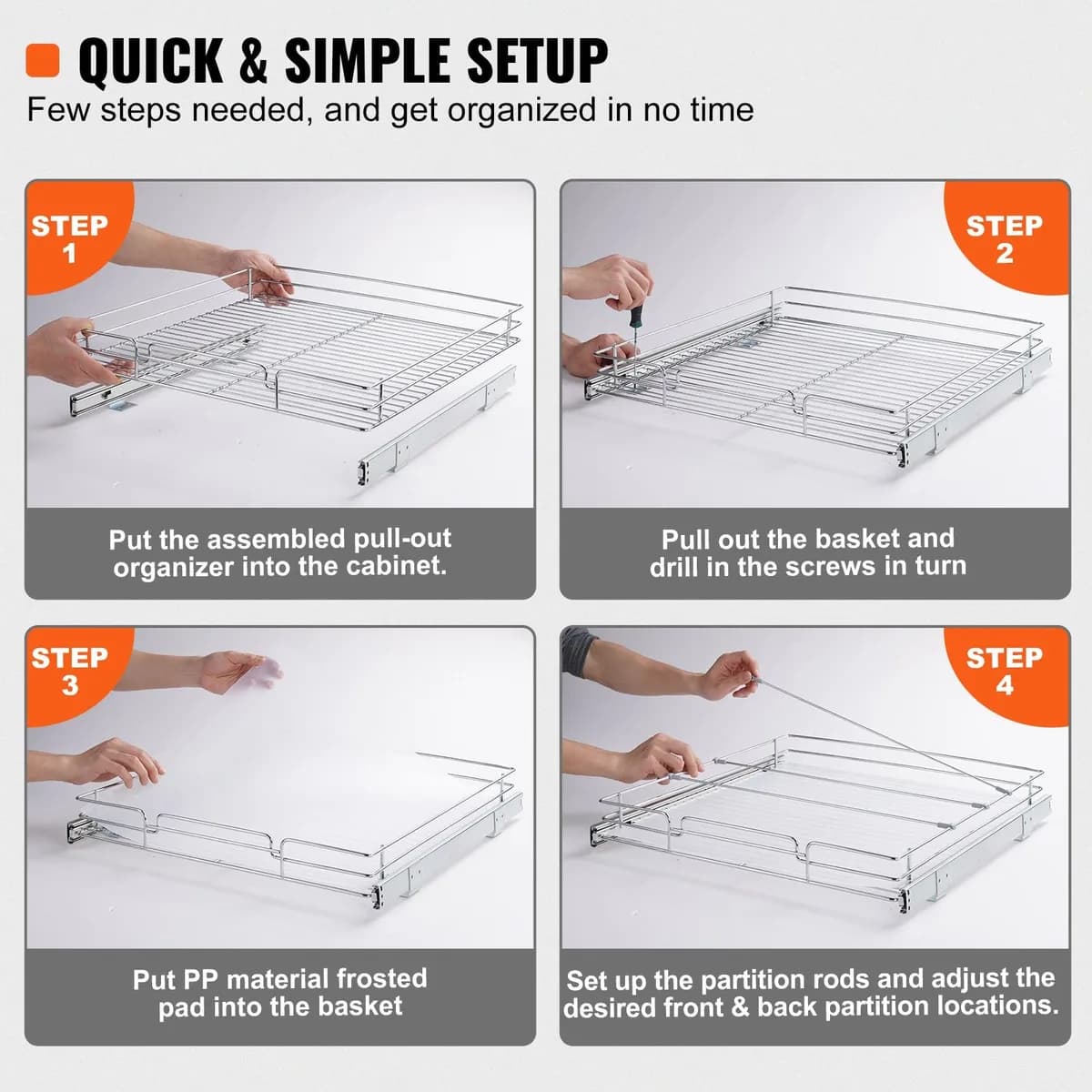 In-use view: Pull-Out Cabinet Organizer, 20 in. Wide for kitchen essentials and kitchen storage from Sesoris