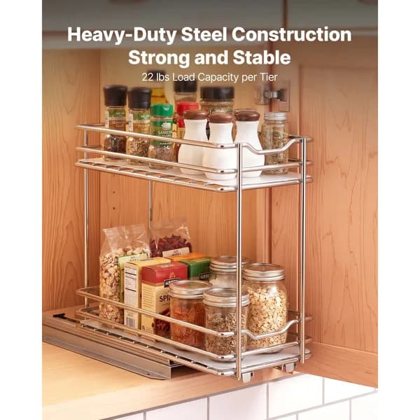 Front view: Pull-Out Spice Rack, 2 Tiers, 4.33 in. Wide for kitchen essentials and kitchen storage from Sesoris