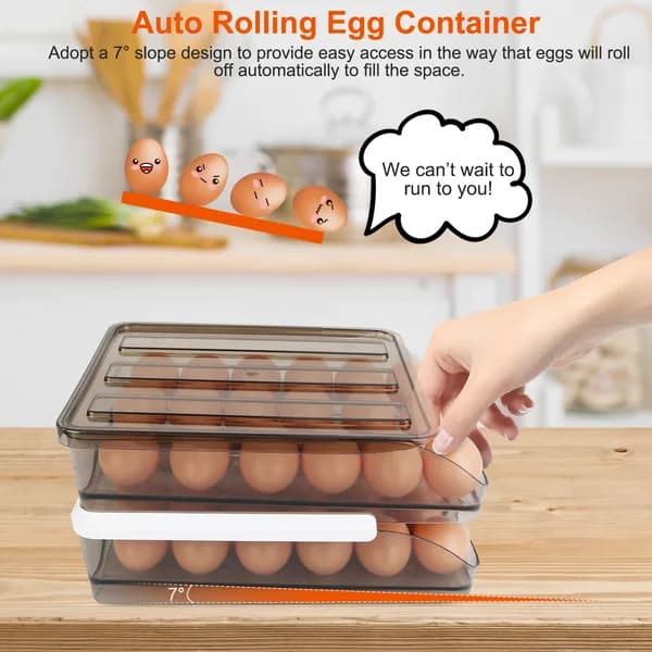 In-use view: Double-Layer Rolling Egg Holder, 36 Eggs for kitchen essentials and kitchen storage from Sesoris