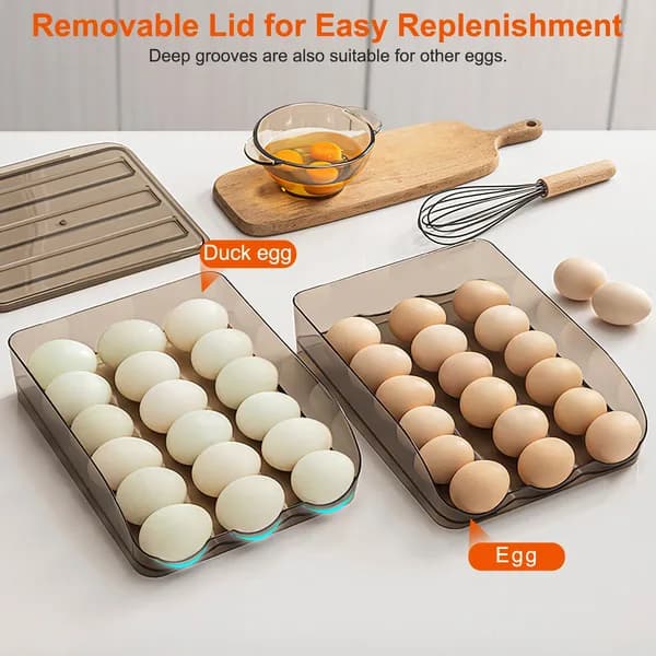 Front view: Double-Layer Rolling Egg Holder, 36 Eggs for kitchen essentials and kitchen storage from Sesoris