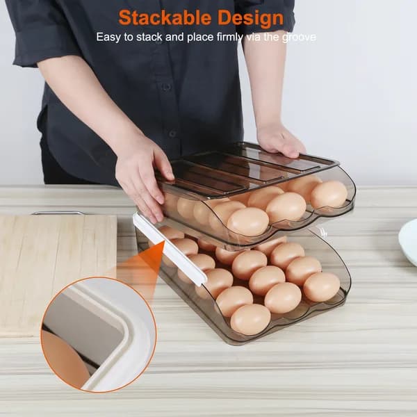 Material detail: Double-Layer Rolling Egg Holder, 36 Eggs for kitchen essentials and kitchen storage from Sesoris