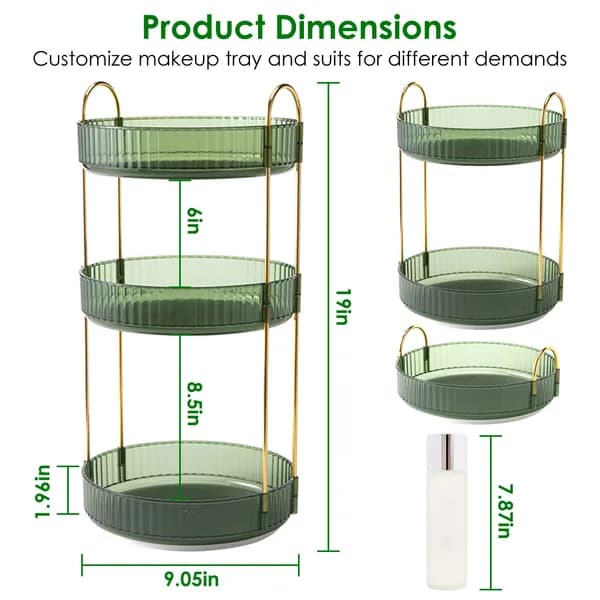 Main product photo: 3-Tier Rotating Makeup Organizer, Green for home organizers and home decor from Sesoris