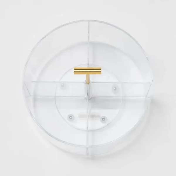 In-use view: Round Acrylic Desk Organizer, 4 Compartments for home organizers and home decor from Sesoris