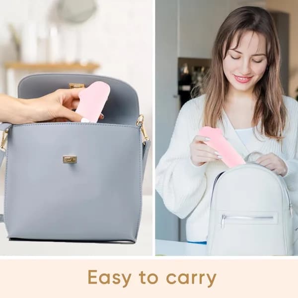 In-use view: Silicone Makeup Brush Holder with Sponge Case, Pink for organizer bags, storage pouches, and travel bags from Sesoris