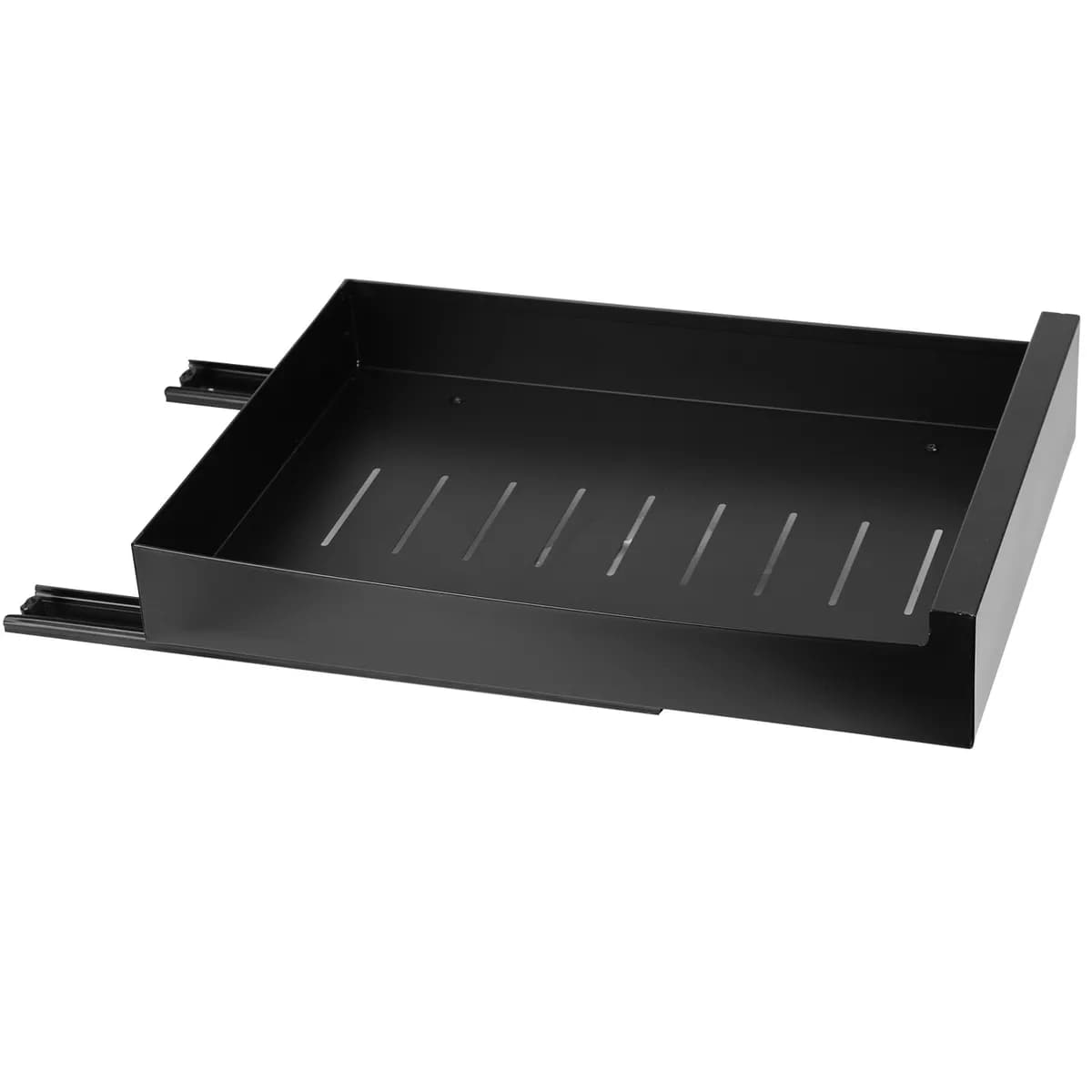 Product detail: Slide-Out Cabinet Drawer, Black Steel for kitchen essentials and kitchen storage from Sesoris