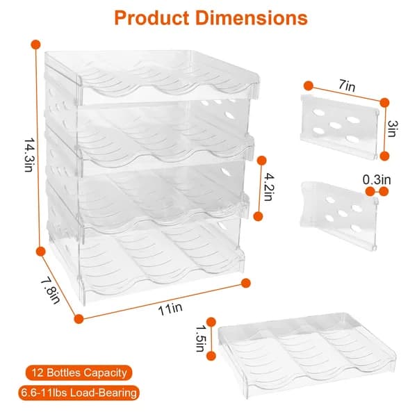 Product detail: Stackable Water Bottle Organizer, 4 Tiers, 12 Bottles for kitchen essentials and kitchen storage from Sesoris