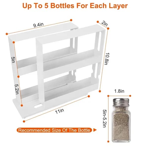 Product detail: Swivel Cabinet Spice Rack, Holds 20 Bottles, White for kitchen essentials and kitchen storage from Sesoris