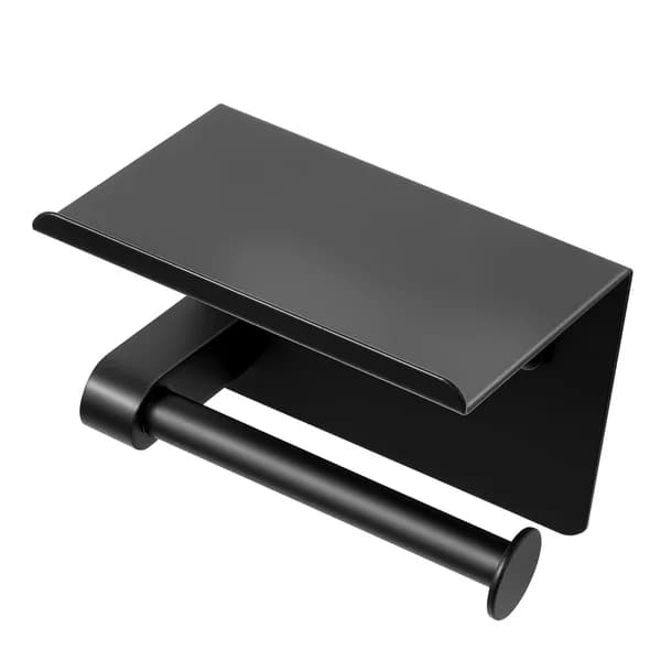 Main product photo: Toilet Paper Holder with Shelf, Matte Black for home organizers and home decor from Sesoris