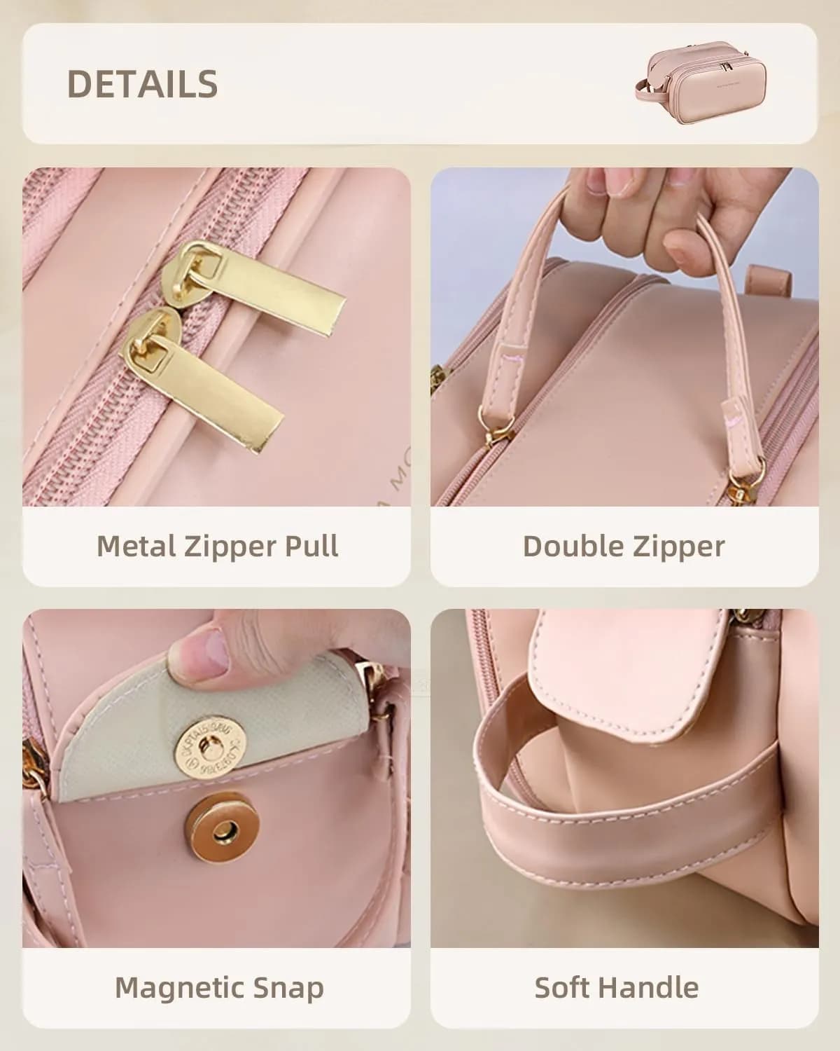 Product detail: Large Travel Makeup Bag, Pink for organizer bags, storage pouches, and travel bags from Sesoris