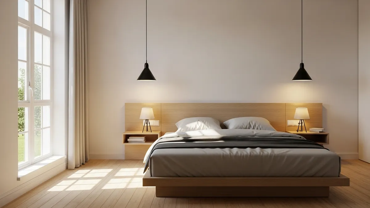 Minimalist bedroom lighting design and natural illumination