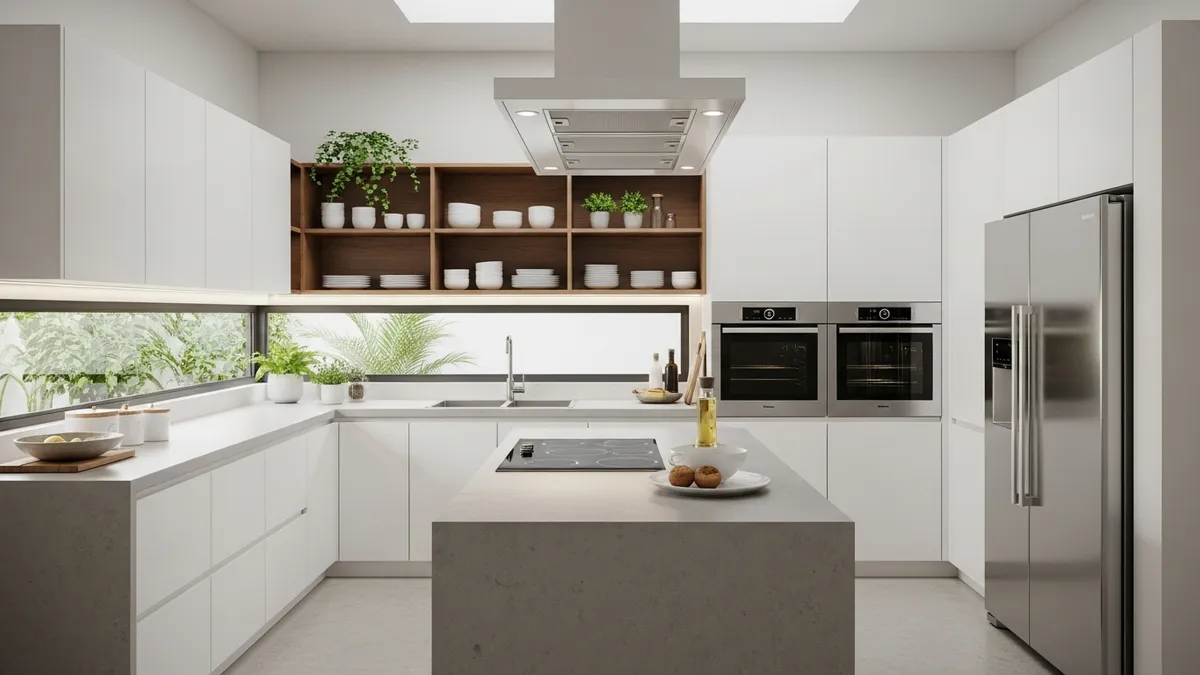 Dapur minimalis dengan kitchen set terorganisir dan storage solutions modern
