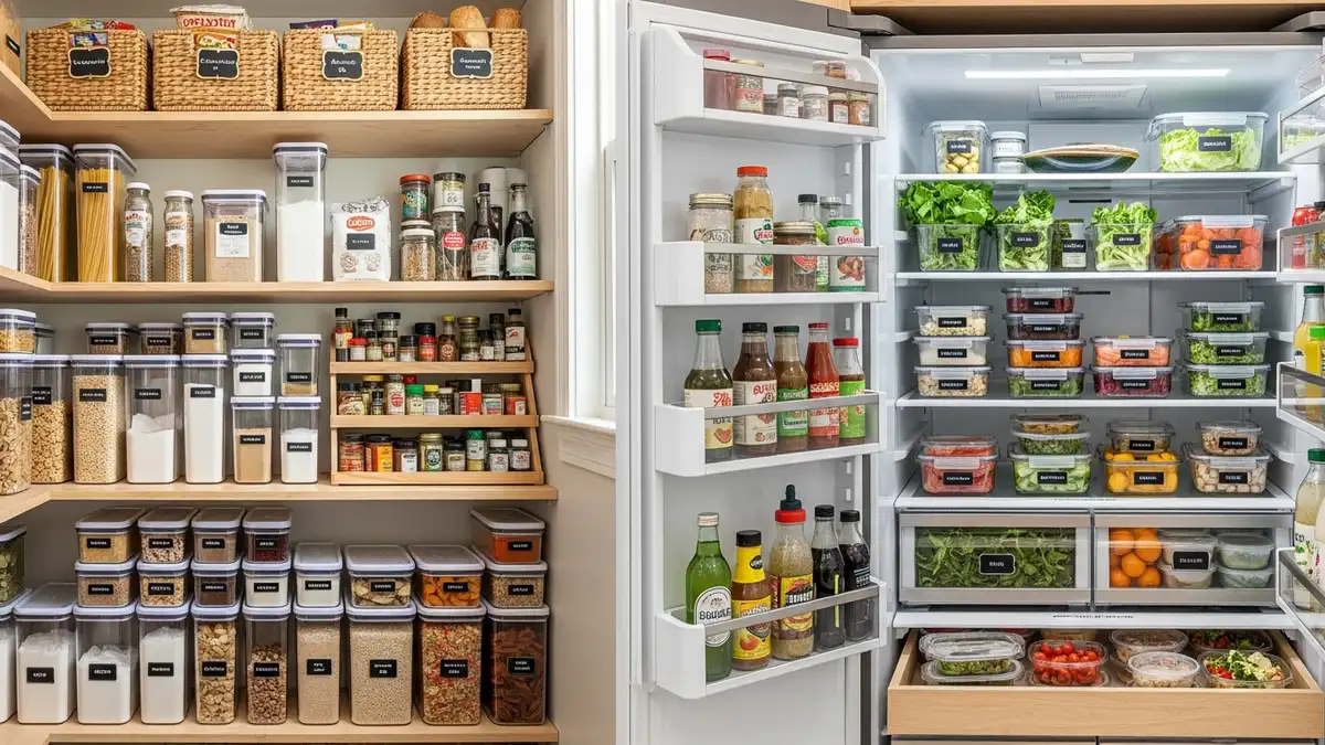 Organized kitchen storage using BPA-free food containers for meal prep and pantry organization