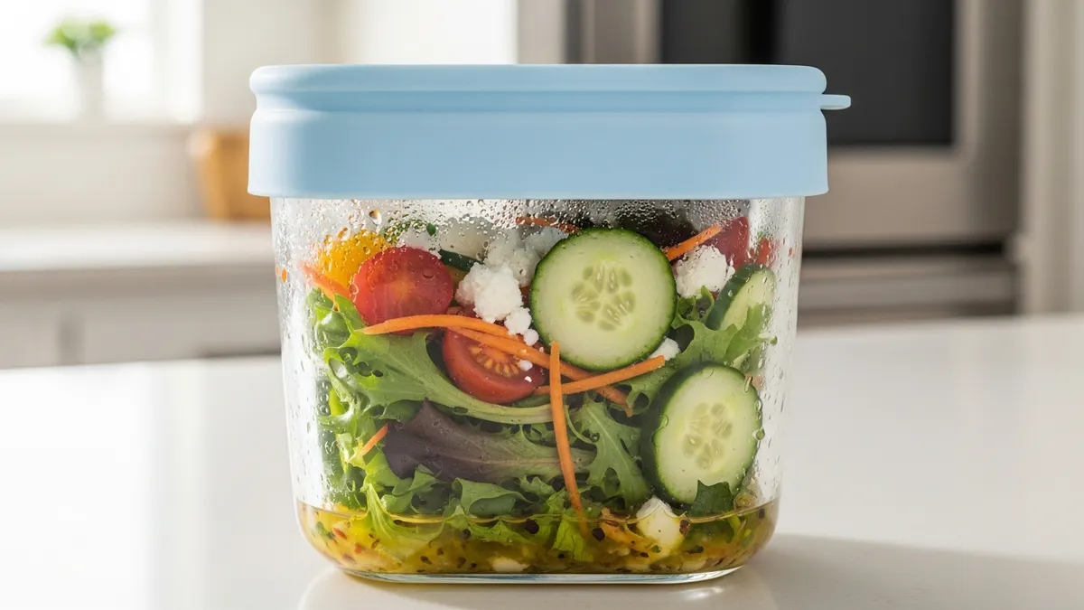 Airtight glass food storage container with lid preserving fresh food