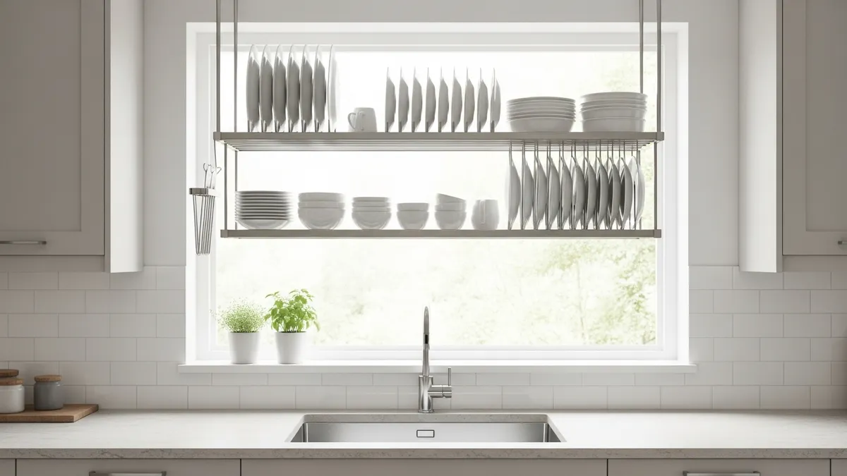 Hanging Dish Racks: Perfect Solution for Kitchens Without Cabinet Storage