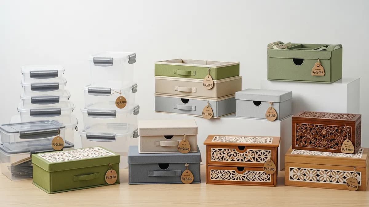 Koleksi berbagai tipe storage box dengan range harga yang berbeda
