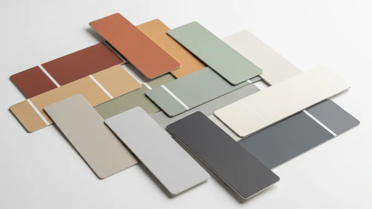 Minimalist house paint color palette swatches in neutral tones
