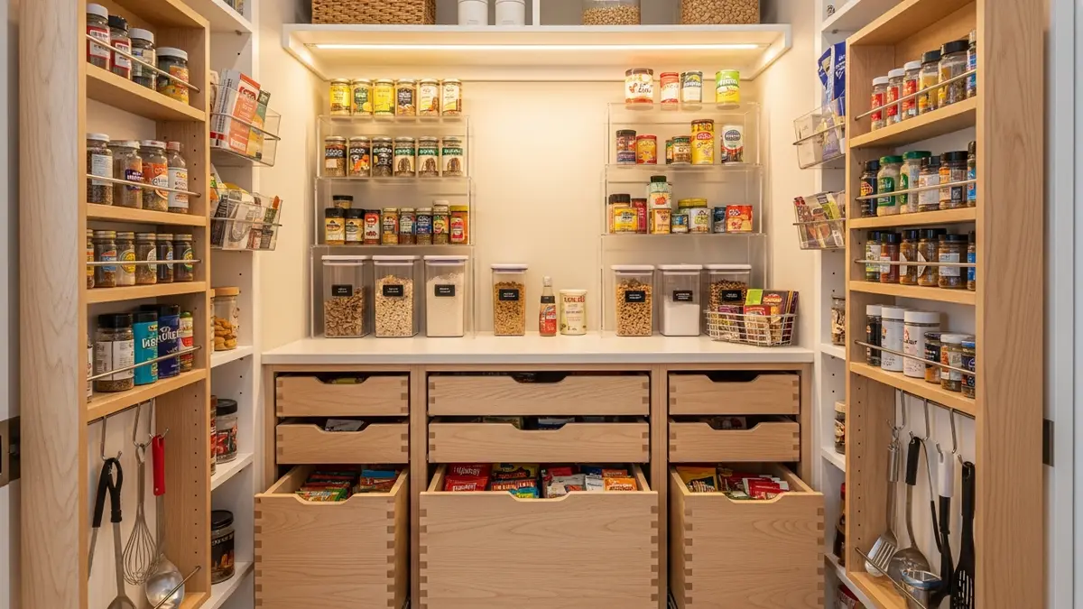 Small pantry organization ideas showing creative solutions for maximizing limited pantry storage space