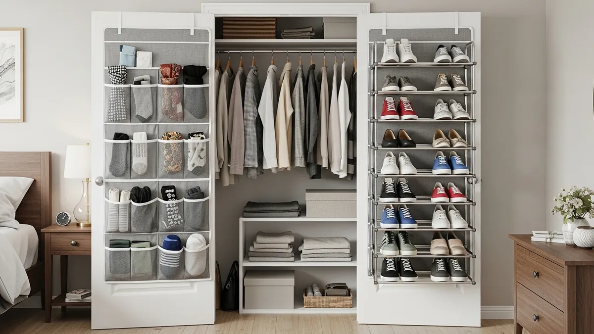 Over-the-door storage solutions for maximizing small closet space
