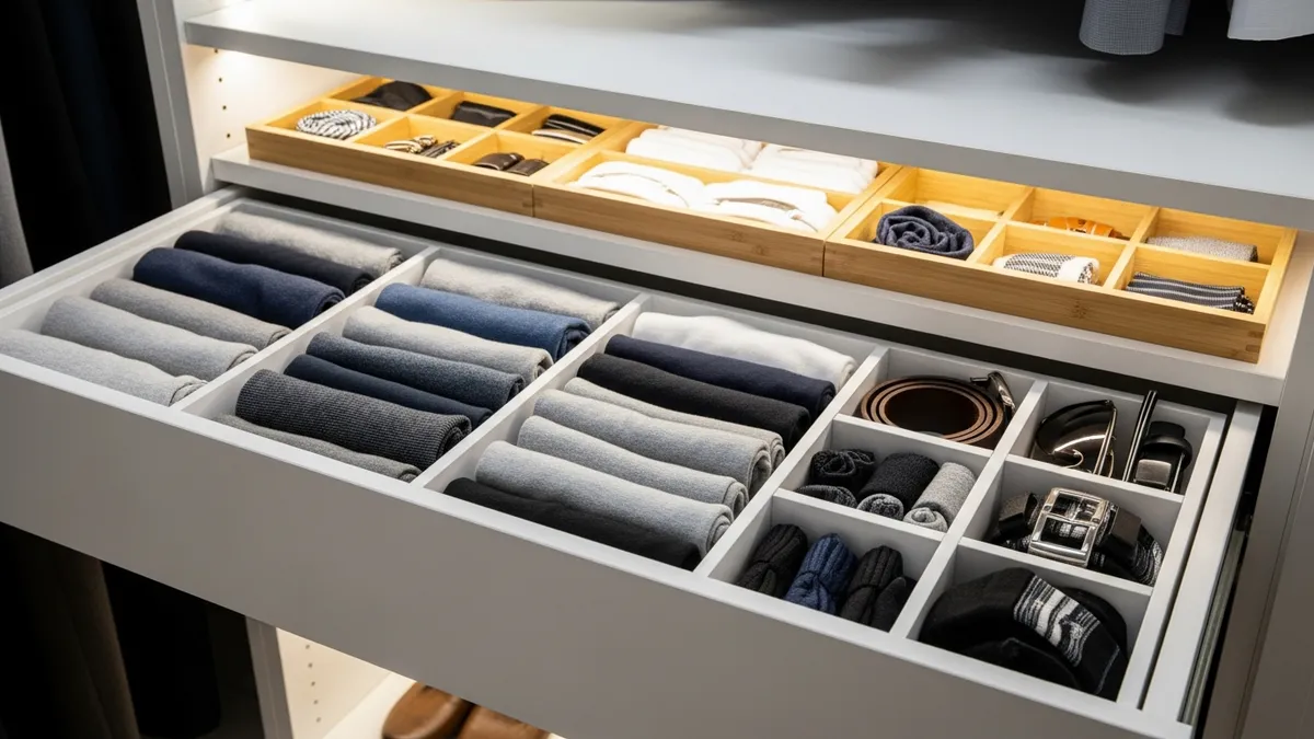 Drawer organizers and dividers for small closet organization and storage