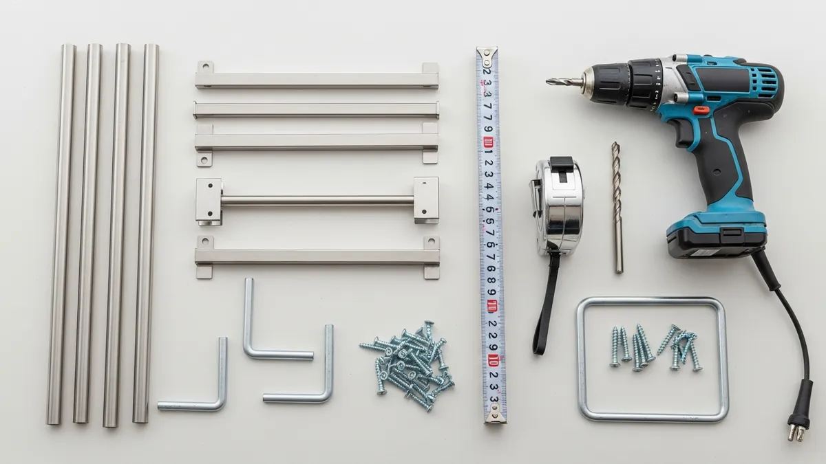 Materials and tools needed for built-in plate rack installation project