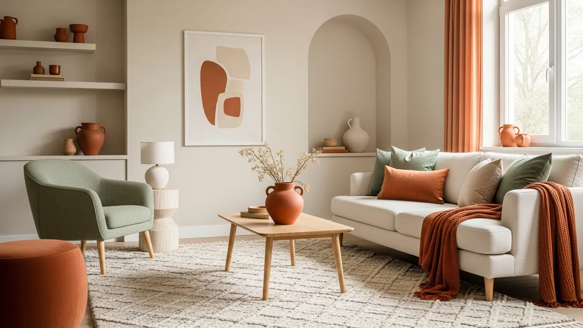 Aesthetic living room color scheme ideas featuring earth tones and neutral palettes