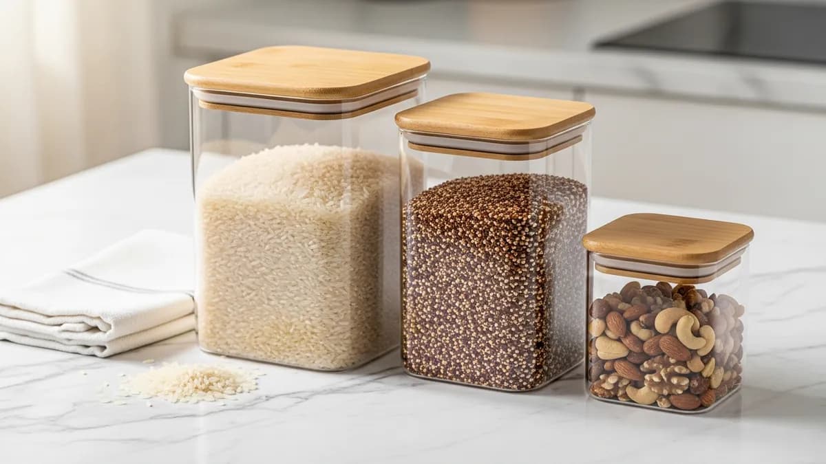 Glass storage containers food with airtight seals for dry goods organization