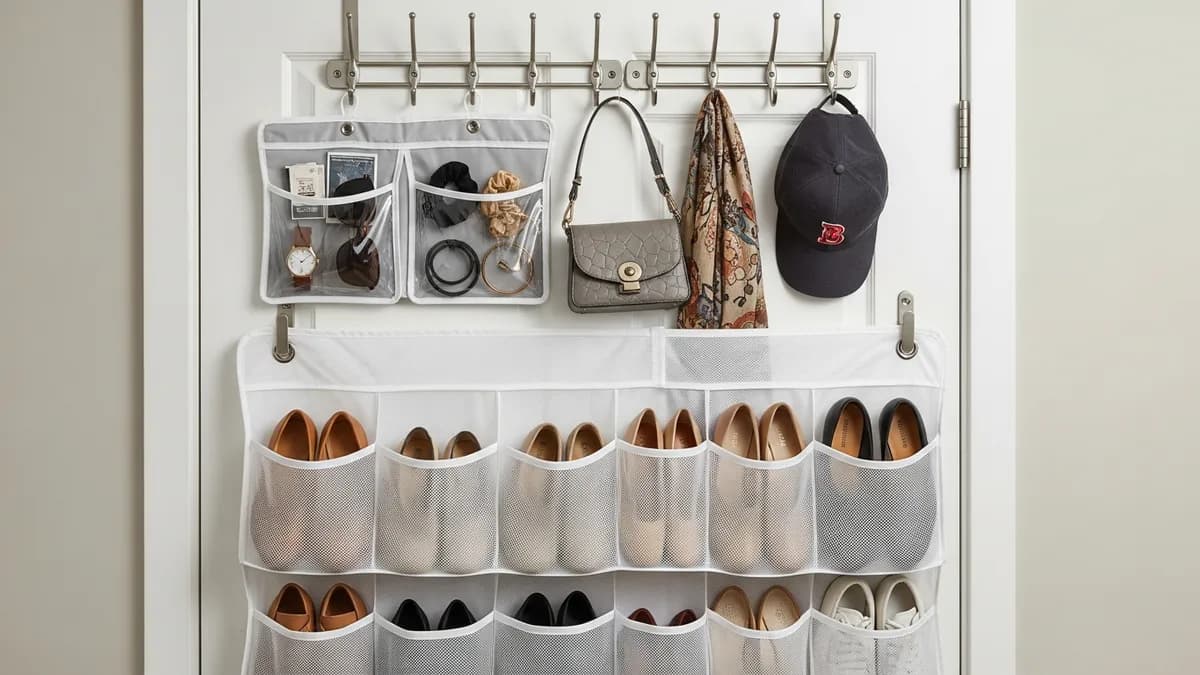 Over-the-door storage solutions for very small closet organization ideas