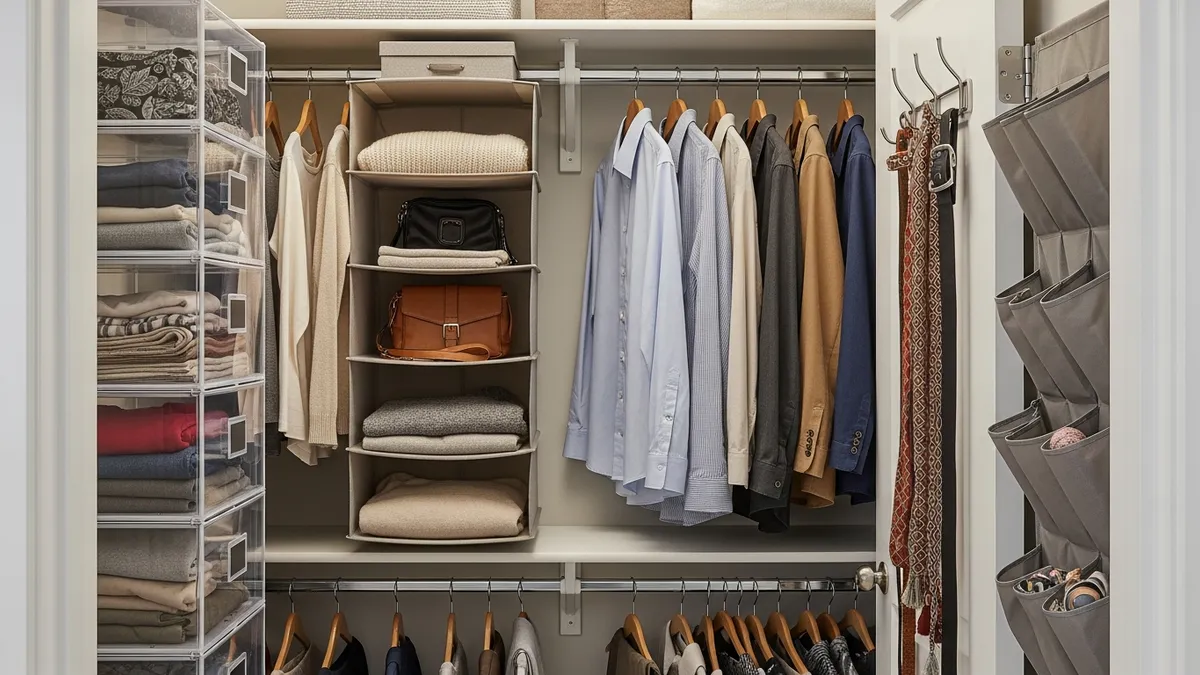 Vertical storage solutions for very small closet organization