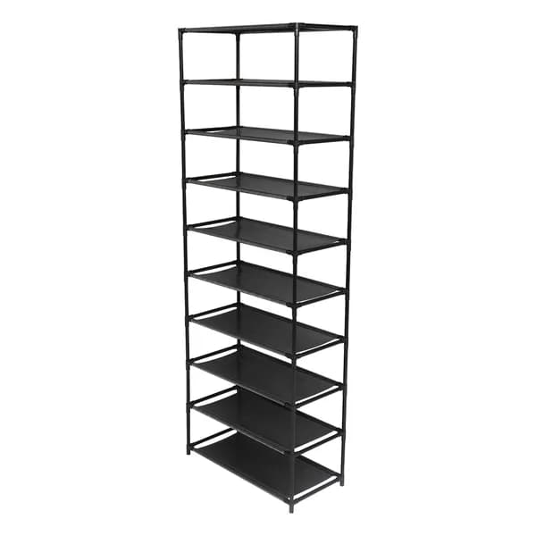 Main product photo: 10-Tier Shoe Rack, Black Fabric and Steel for home organizers and home decor from Sesoris
